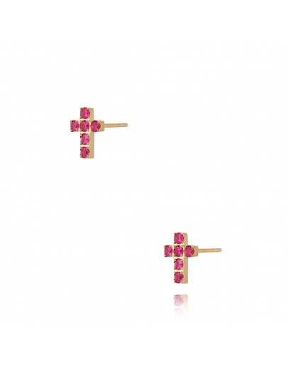 Обеци Cristal Cross Fuchsia