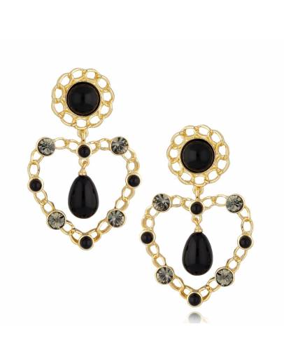 Обеци Paradise Hearts & Black Pearls